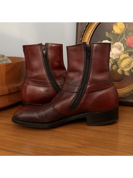 Vtg Breather Wright Arch Preserver 468 Leather Ankle Boot Men Sz 6.5 D Burgundy main image 9